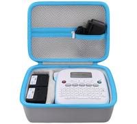 Baval Funda para impresora de etiquetas compatible con Brother P-Touch PT-N20/PT-N25BT/PT-N25BTV3 Personal Desktop Label Maker(funda blanca, cremallera azul)