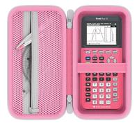 Baval Funda rígida de transporte para calculadora compatible con calculadora Texas Instruments TI-84 Plus CE/TI-Nspire CX II CAS (funda rosa, cremallera blanca)