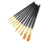 BAVALIN Juego de 10 Pinceles de Nailon - Conjunto de Pinceles de Artista para Acuarela, Acrílico, Óleo, Acuarela, Gouache y Pintura Facial, Adultos y Niños (Negro)