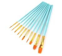 BAVALIN Juego de 10 Pinceles de Nailon - Conjunto de Pinceles de Artista para Acuarela, Acrílico, Óleo, Acuarela, Gouache y Pintura Facial, Adultos y Niños (Azul)
