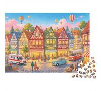 Bavarian Town Puzzles 1000Pc Recycled Material German Street Puzzle for Boy & Girl Divertido Present & Activity for Home Ideal for Child‘s Cumpleaños Regalo 38x26cm/1000pcs