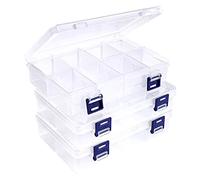 Baven 3 Piezas cajas organizadoras plastico de Divisores Ajustables,caja tornillos con Tapa para Artículos, Hierbas, Grano Diminuto, Joyas