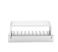 Baverta Caja de desinfección - Caja de desinfección Soporte de bloque de fresas Caja esterilizable en autoclave dental para herramienta de dentista 30 agujeros(Plata)