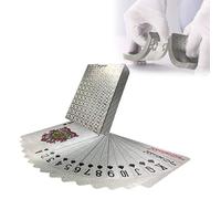 Bavooty Baraja Poker Plastico,Novedad Cartas de Poker,Cartas de Juego de Plastico,Barajas De Carta De Juegos Estándar,Naipes Impermeables para Todas Juegos de Fiesta (Plata)