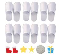 Bavooty Pantuflas Desechables Blancas,6 Pares Zapatillas de Hotel,Pantuflas Invitados Punta Cerrada,Zapatillas de Viaje,Antideslizante,para Hogar,Viaje,Baño,Boda,Unisex