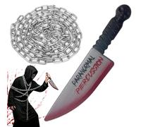 Bavooty Set de Cuchillo Falso Ensangrentado con Cadena para Halloween | Ghostface Accesorios de Halloween, Plástico Artículos Broma Accesorios,Ideal para Teatro,Fiestas Temáticas y Carnaval