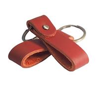 BAWAKO 2 x llaveros de Cuero Hechos de Cuero Genuino Metal, Llavero para Llaves de Auto, Llaves de apartamento (Rojo)