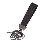 BAWAKO Llavero de piel auténtica y metal, 6 llaveros para llave de coche, llavero con texto impreso, mosquetón, Ancho negro., M
