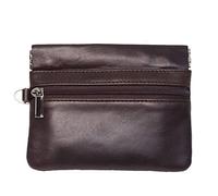 BAWAKO Llavero grande de piel auténtica, monedero con pinza de resorte y cremallera para monedas sueltas, estuche para llaves para mujer, hombre y niño, marrón oscuro, large, Casual