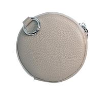 BAWAKOMonedero redondo de piel para monedas, tarjetas, pequeñas cosas, con mosquetón, Blanco, Bolsillo para dinero