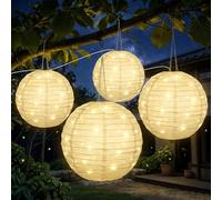 Bawoo 4 piezas Lanternas Solares Exteriores, Lanterna Solar en Serie, Lanterna Solar Suspendiente Estáncha, Para Patio, Terraza, Jardín, Boda, Fiesta.