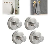 BAWUTZ Ganchos de Ventosa para duchas,Ganchos de Toalla Impermeables de Acero Inoxidable,Ganchos de Ventosa de Acero Inoxidable, Montaje en Puertas de Ducha de Vidrio, Toallas Colgantes (Silver,4PC)