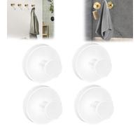 BAWUTZ Ganchos de Ventosa para duchas,Ganchos de Toalla Impermeables de Acero Inoxidable,Ganchos de Ventosa de Acero Inoxidable, Montaje en Puertas de Ducha de Vidrio, Toallas Colgantes (White,4PC)