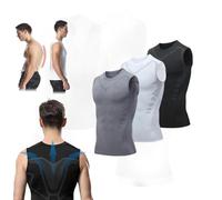 BAWUTZ IONIC Tourmaline Chaleco corrector de postura para hombre, chaleco moldeador iónico, chaleco moldeador iónico para hombre, tela de seda de hielo cómoda y transpirable (2XL,D)