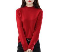 BAWUTZ Jersey de cachemira para mujer, 100% informal, liso, suéter básico, suelto, cuello alto, jersey de punto, manga larga, para otoño e invierno