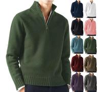 BAWUTZ Jersey de Punto Con Cremallera y Cuello Alto para Hombre, Invierno, Básico Liso, Corte Entallado (XL, Grün)