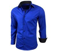 Baxboy - Camisa de manga larga para hombre, de corte ajustado, fácil de planchar, para trajes, trabajo, bodas, tiempo libre, R-44 Sax XXXXL