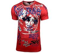 Baxboy Camiseta de verano para hombre, cuello redondo, vintage, deportiva, elegante, calavera, manga corta, diseño ajustado, cuello redondo, moda, camiseta B-117, marrón claro, XXL