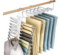 Baxcdyswe 2 Piezas Perchas para Pantalones 9 en 1, Perchas Pantalones Ahorra Espacio, Plegables Acero Inoxidable Pantalon, Pantalonero Multiple Armario Porta Pantaloni, Multi - Functional Pants Rack