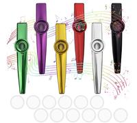 Baxcdyswe 6 Piezas Kazoo Instrumento, Kazoo Metal, Kazoo Niños con 12 Membranas en 6 Colores para Regalos de Fiesta Flauta Nariz para Niños Amantes para Acompañar Instrumentos Como Guitarra, Violín