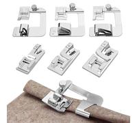 Baxcdyswe 6 Piezas Prensatelas Maquina Coser, Prensatelas Dobladillo de Acero Inoxidable, 3 Dobladillo Enrollado Estrecho (3/4/6 mm), 3 Dobladillo Enrollado Ancho (4/8,6/8,8/8 Pulgadas)