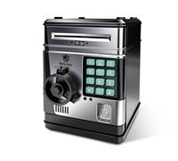 Baxcdyswe Hucha Electronica Infantil, Hucha Ahorro para Niños con Código Electrónico de Cerditos, Cajero Electrónico para Monedas ATM, Umpleaños Regalos de Juguete para Niños Niñas (Negro)