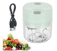 Baxcdyswe Picadora Recargable USB, 250 ml Picadora Electrica de Alimentos, 3 Cuchillas de Acero Inoxidable, Mini Picadora Portátil para Cebollas, Frutas, Nueces, Carne, Ajo (Verde)