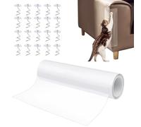 Baxcdyswe Protector de Muebles Gatos, 20cm × 300cm Protector Sofa Gatos Arañazo con 20 Tornillos, Pegatina Protectora Transparente Autoadhesiva, Fácil de Instalar para Proteger Puerta Mesa Armario