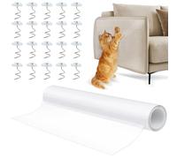 Baxcdyswe Protector de Muebles Gatos, 30cm × 300cm Protector Sofa Gatos Arañazo con 20 Tornillos, Pegatina Protectora Transparente Autoadhesiva, Fácil de Instalar para Proteger Puerta Mesa Armario