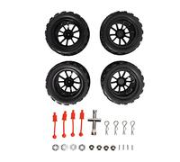Baxnoe RC Ruedas de Coche RC Neumáticos Set de Goma Durable Negro neumáticos y Ruedas Llanta Set para SLASH 1/10 Camión de Curso Corto 4 UNIDS