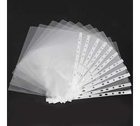 Baxnore 100 bolsillos perforados de plástico A4, protectores de hojas de bolsillo de poliéster grueso con 11 agujeros, carpeta de plástico A4, fundas para carpetas, fundas para