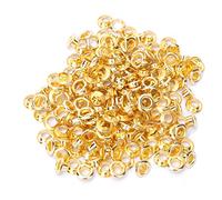 Baxnore 100 piezas de 5 mm de latón de doble cara ojales remaches ojales para artesanía de cuero accesorios de bricolaje zapatos cinturones bolsos sombreros plata oro bronce plata (Oro)