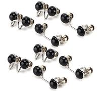 Baxnore 16 alfileres de botón para pantalones vaqueros, reutilizables, resistentes, desmontables, sin costura, botones de metal para pantalones vaqueros, repuesto con diseño de ran (Perla negra sin