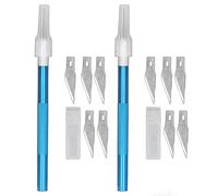 Baxnore 2 Juegos de Cuchillos para Manualidades Pluma Cortadora de Metal con Cuchillas para Tallar para Herramientas de Corte de Cuero Mango de Aluminio Antideslizante 10 Piezas 65
