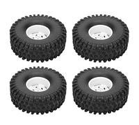 Baxnore 4 neumáticos RC Crawler de 1,9 pulgadas, ruedas de goma de alto rendimiento para vehículos todoterreno escala SCX10 1/10, estabilidad mejorada, agarre superior, construcci (Blanca)