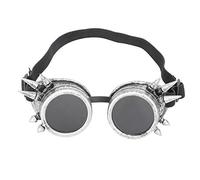 Baxnore ABS Industrial Vintage Spiked Steampunk Gafas únicas Gafas de ciclismo Gafas de sol de doble capa a prueba de viento con lentes extraíbles Almohadilla nasal ajustable para (Plata antigua)