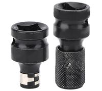Baxnore Adaptador de mandril de 1/2 1/4 pulgadas, kit de conversión de mandril de vástago hexagonal con llave de acero 45#, adaptador de zócalo de conversión cuadrado