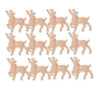 Baxnore Adornos para árbol de Navidad, 12 Piezas de Madera Hecha a Mano, Decoraciones de Bricolaje, Madera Natural, corazón de Amor, Reno, ángel, Manualidades para Navidad, vacacio (Colgante de