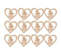 Baxnore Adornos para árbol de Navidad, 12 Piezas de Madera Hecha a Mano, Decoraciones de Bricolaje, Madera Natural, corazón de Amor, Reno, ángel, Manualidades para Navidad, vacacio (Colgante de Amor