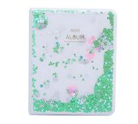 Baxnore álbum de fotos con cuentas de movediza, 64 bolsillos, PVC transparente, libro de fotos de 3 pulgadas para coleccionar fotos, entradas de cine, tarjetas de visita, azul, r (Verde)