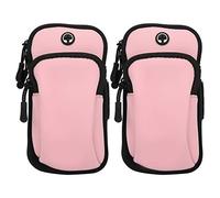 Baxnore Bolsa de Brazo para teléfono móvil, Gimnasio, Ejercicio, Deportes, Correr, Brazalete para montañismo, Fitness, Yoga, Nailon Ajustable, 2 uds., 10x19cm (Rosácea)