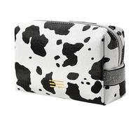 Baxnore Bolsa de Maquillaje portátil Boletía de Asiento de Vaca PU Bolsera de Maquillaje con Cremallera de Moda para Mujeres Men Gran Capacidad Organizador cosmético