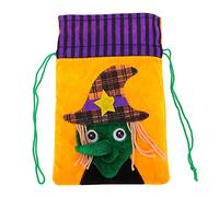Baxnore Bolsas de regalo de arpillera de Halloween Diseño de fantasma de calabaza Tela no tejida Almacenamiento de dulces Favores de fiesta Bolsas de truco o trato para adultos Cel (modelo bruja)