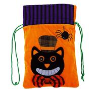 Baxnore Bolsas de regalo de arpillera de Halloween Diseño de fantasma de calabaza Tela no tejida Almacenamiento de dulces Favores de fiesta Bolsas de truco o trato para adultos Cel (modelo de gato