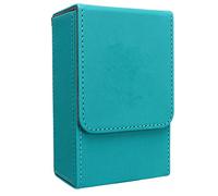 Baxnore Caja de almacenamiento de tarot con diseño de luna de sol de gran tamaño Box de cuero de PU para tarjetas de tarot de tamaño estándar universal (Verde azulado)