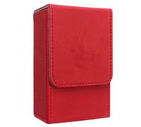 Baxnore Caja de almacenamiento de tarot con diseño de luna de sol de gran tamaño Box de cuero de PU para tarjetas de tarot de tamaño estándar universal (Rojo)