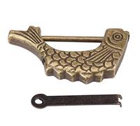 Baxnore Candado en forma de de bronce chino antiguo, cerradura de cajón de Metal Vintage, joyero, regalo de colección decorativo de seguridad, aleación de Zinc de 5,9 cm