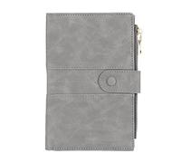 Baxnore Cartera con Bloqueo RFID para Pasaporte, Funda para Pasaporte de Viaje de Cuero PU Vintage con múltiples Ranuras para Tarjetas, Tarjetero de vacunación para Mujeres, Hombre (Gris)