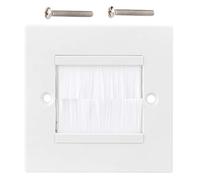Baxnore Cepillo a prueba de polvo Placa de pared Panel Cubierta de gestión de cables Montaje de salida Placa de pared de plástico ABS para cine en casa Oficina Configuración AV Neg (Blanca)