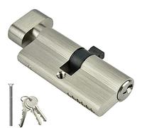 Baxnore Cilindro de cerradura abierta simple de cobre Cilindro de cerradura de puerta de dormitorio con llaves Actualización de protección de seguridad 100000 veces de apertura par (Largo=70mm（35/35）)
